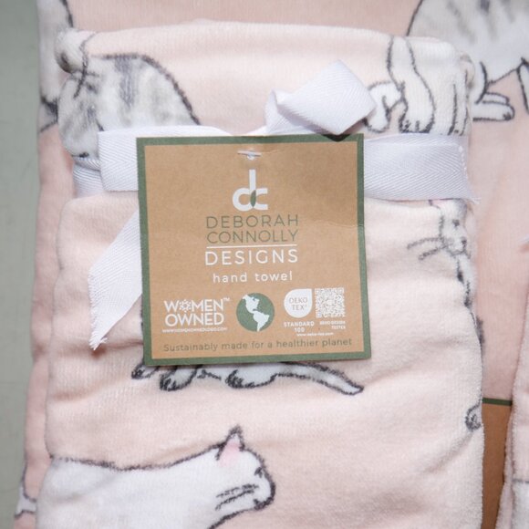 Deborah Connolly 6 PC Bath Towel Set Soft Pink Kitty Cats Kittens Tabby Cat NWT - Picture 7 of 7